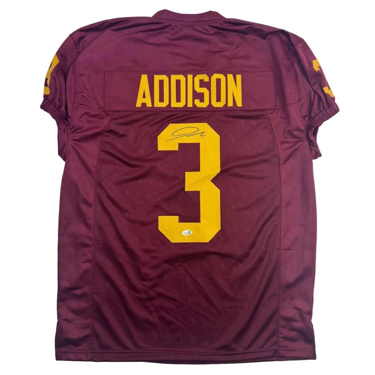 Autographed/Signed Jordan Addison USC Southen Cal Red Jersey JSA COA