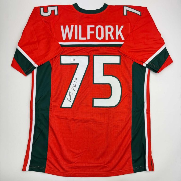 Autographed/Signed Vince Wilfork Miami Orange Jersey Beckett BAS COA