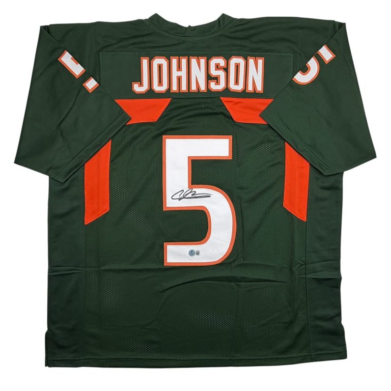 Autographed/Signed Andre Johnson Miami Green College Jersey Beckett BAS
