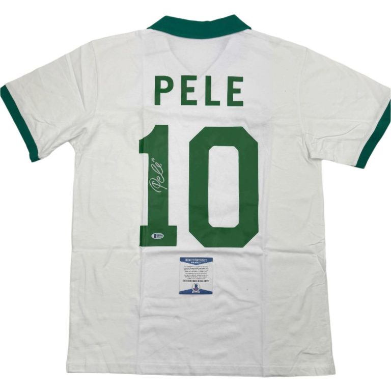 Autographed/Signed Pele New York Cosmos White Futbol Jersey Beckett COA