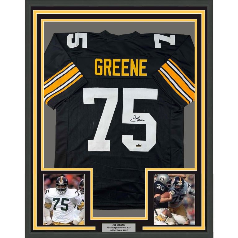 Facsimile Autographed Mean Joe Greene Pittsburgh Black Jersey Men's XL
