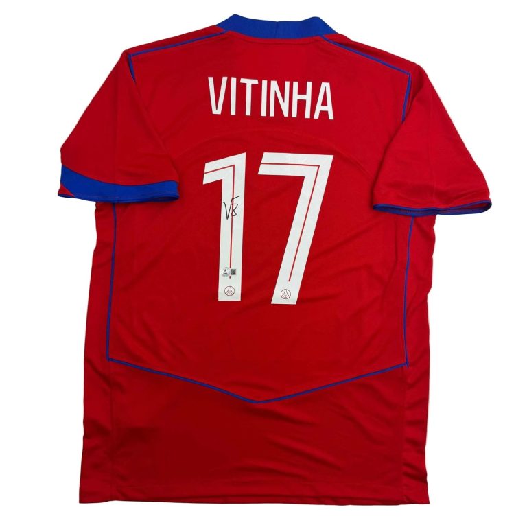 Autographed/Signed Vitinha PSG Paris Saint Germain Red Jersey Beckett COA