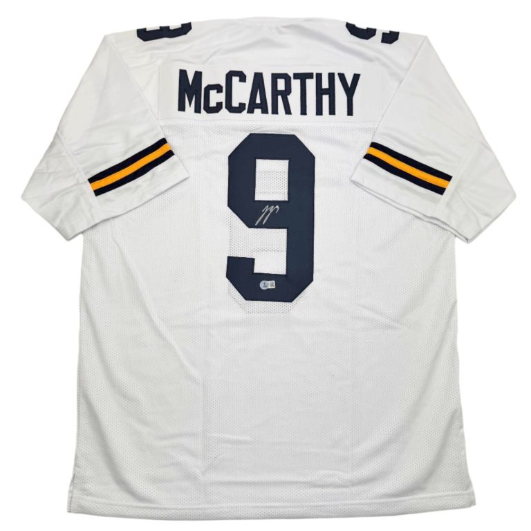Autographed/Signed J.J. JJ McCarthy Michigan White Jersey Beckett COA