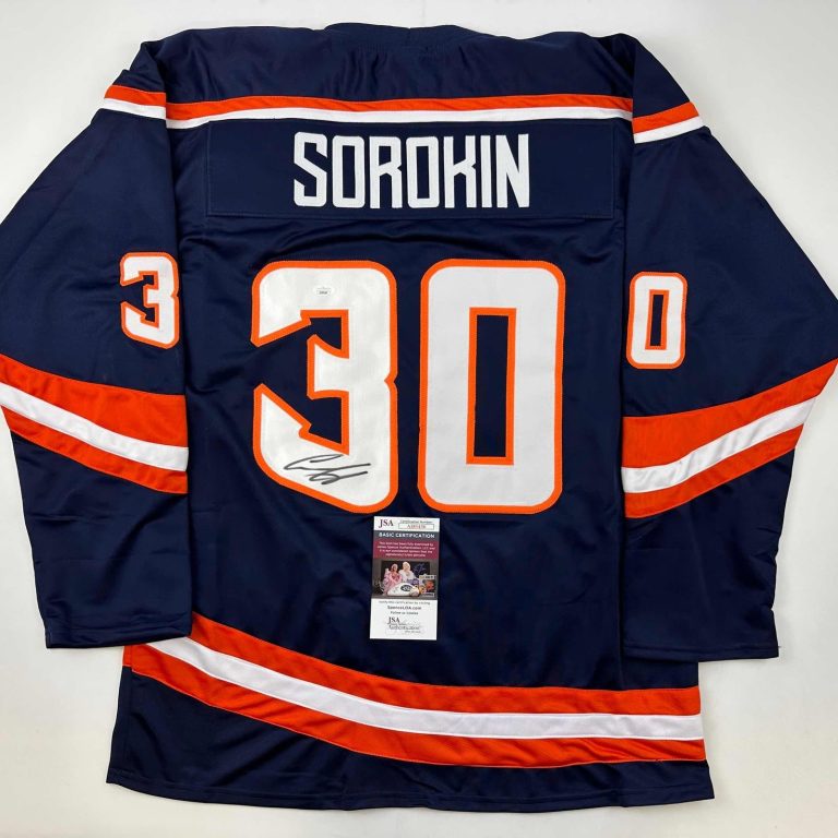 Autographed/Signed Ilya Sorokin New York Reverse Retro Jersey JSA COA
