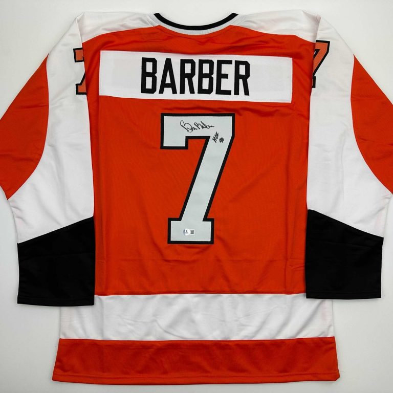 Autographed/Signed Bill Barber HOF 90 Philadelphia Orange Jersey BAS COA