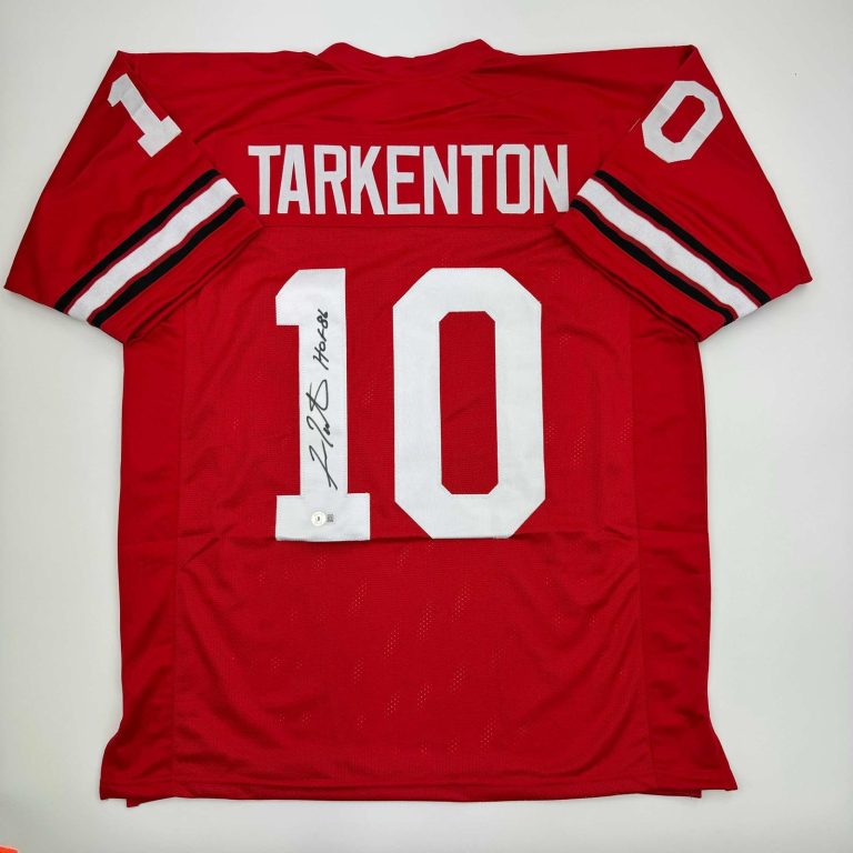 Autographed/Signed Fran Tarkenton Georgia Red College Jersey BAS COA