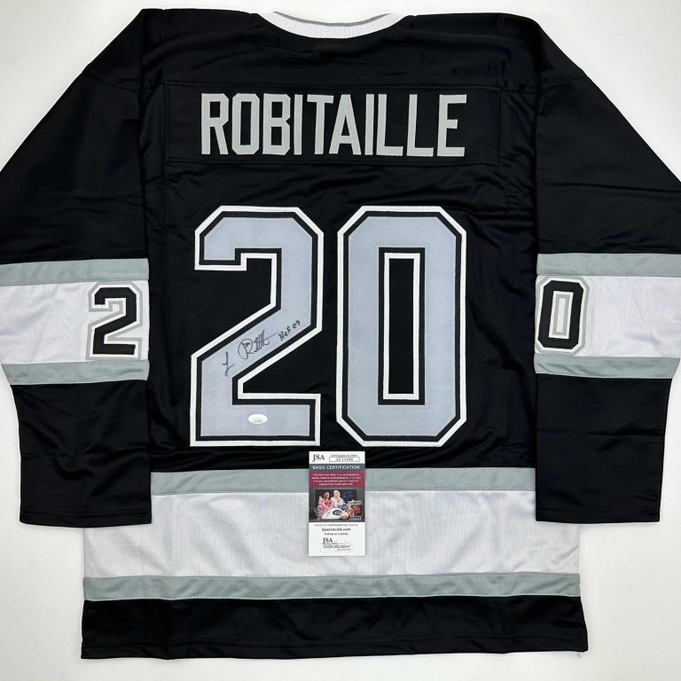 Signed Luc Robitaille HOF 09 Los Angeles LA Black Jersey JSA COA
