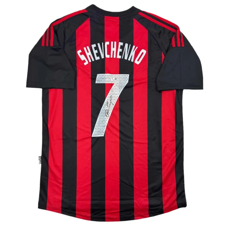 Autographed/Signed Andriy Shevchenko AC Milan Red/Black Jersey Beckett COA