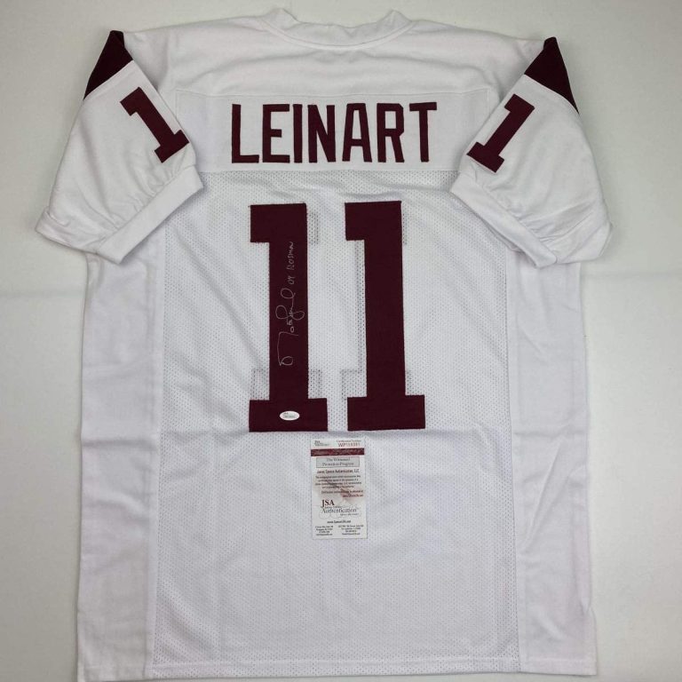 Autographed/Signed MATT LEINART 04 Heisman USC White Jersey JSA COA Auto