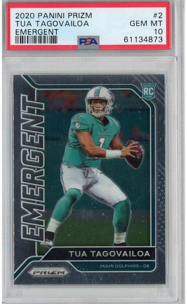 Graded 2020 Panini Prizm Tua Tagovailoa #2 Emergent Rookie RC Card PSA