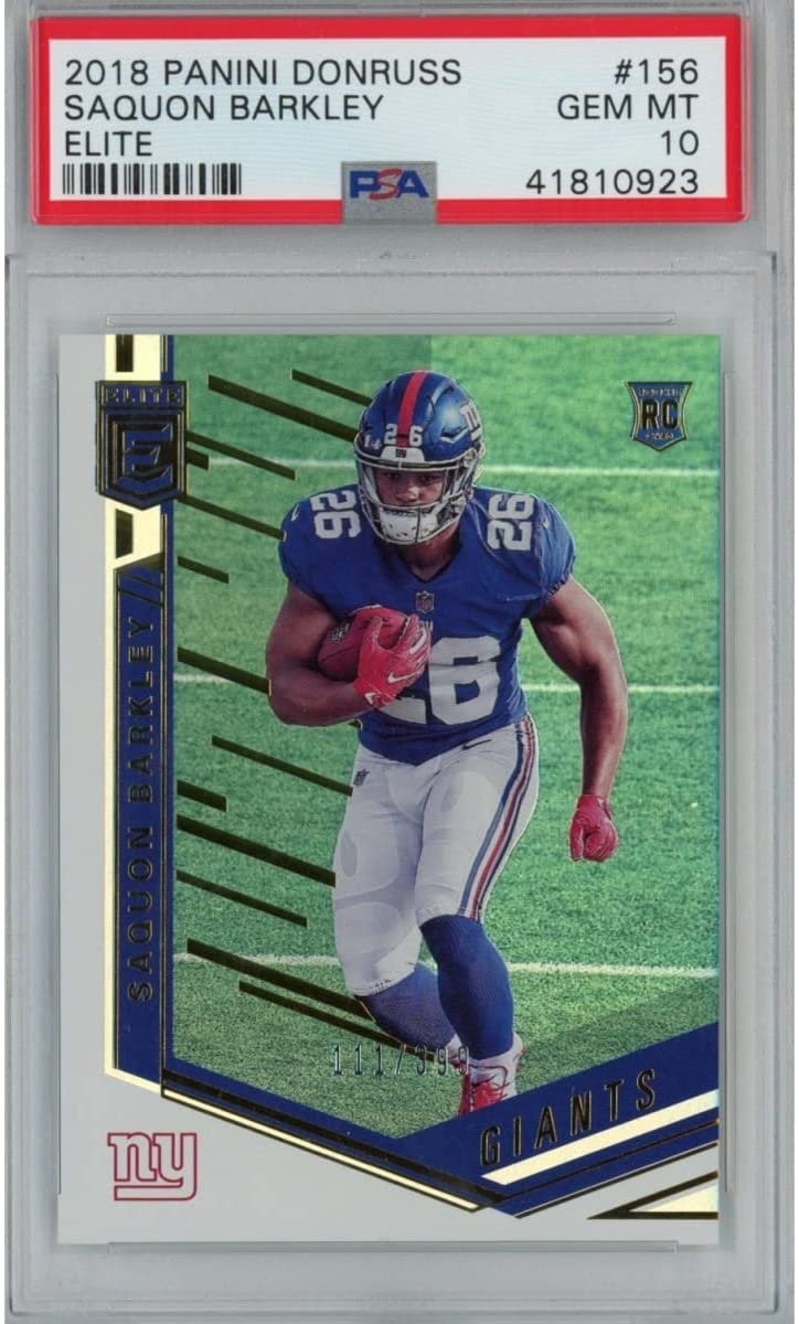 Graded 2018 Panini Donruss Saquon Barkley #156 Elite Rookie RC Card PSA