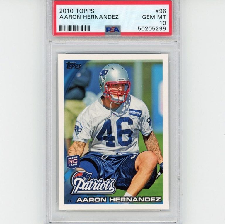 Graded 2010 Topps Aaron Hernandez #96 Rookie RC Card PSA 10 Gem Mint