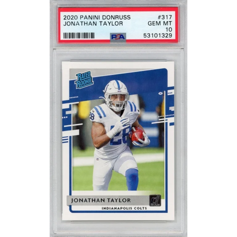Graded 2020 Panini Donruss Jonathan Taylor #317 Rated Rookie Card PSA 10