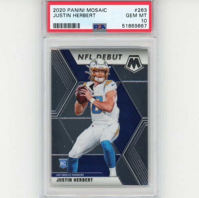 Graded 2020 Panini Mosaic JUSTIN HERBERT #263 Rookie Card PSA 10 Mint