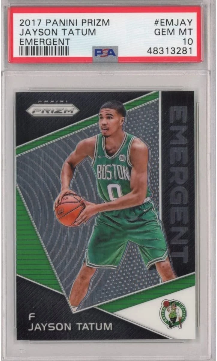 Graded 2017-18 Panini Prizm JAYSON TATUM #EMJAY Emergent Rookie Card PSA 10