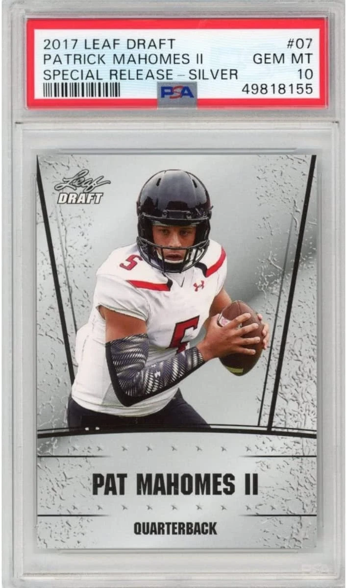 Graded 2017 Leaf Draft PATRICK MAHOMES II 07 Special Release RC Card PSA 10