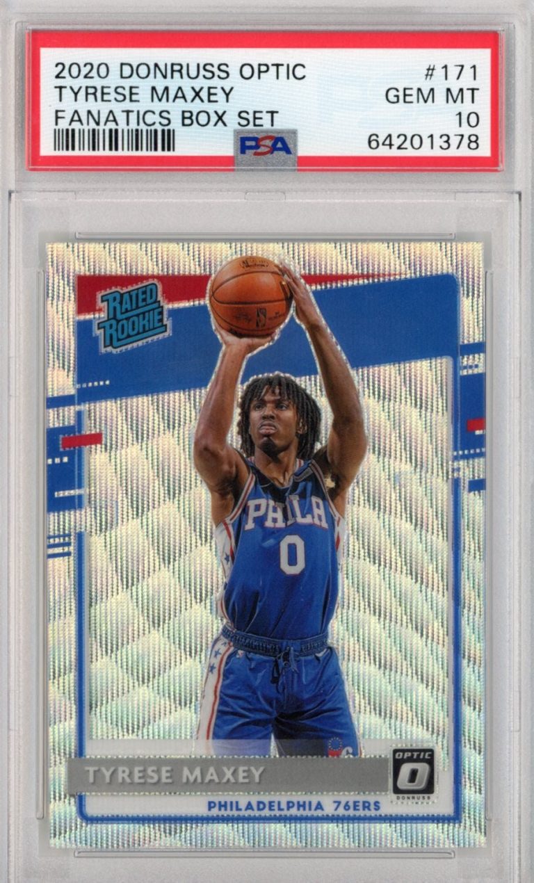 Graded 2020-21 Donruss Optic Tyrese Maxey 171 Fanatics RC Card PSA 10