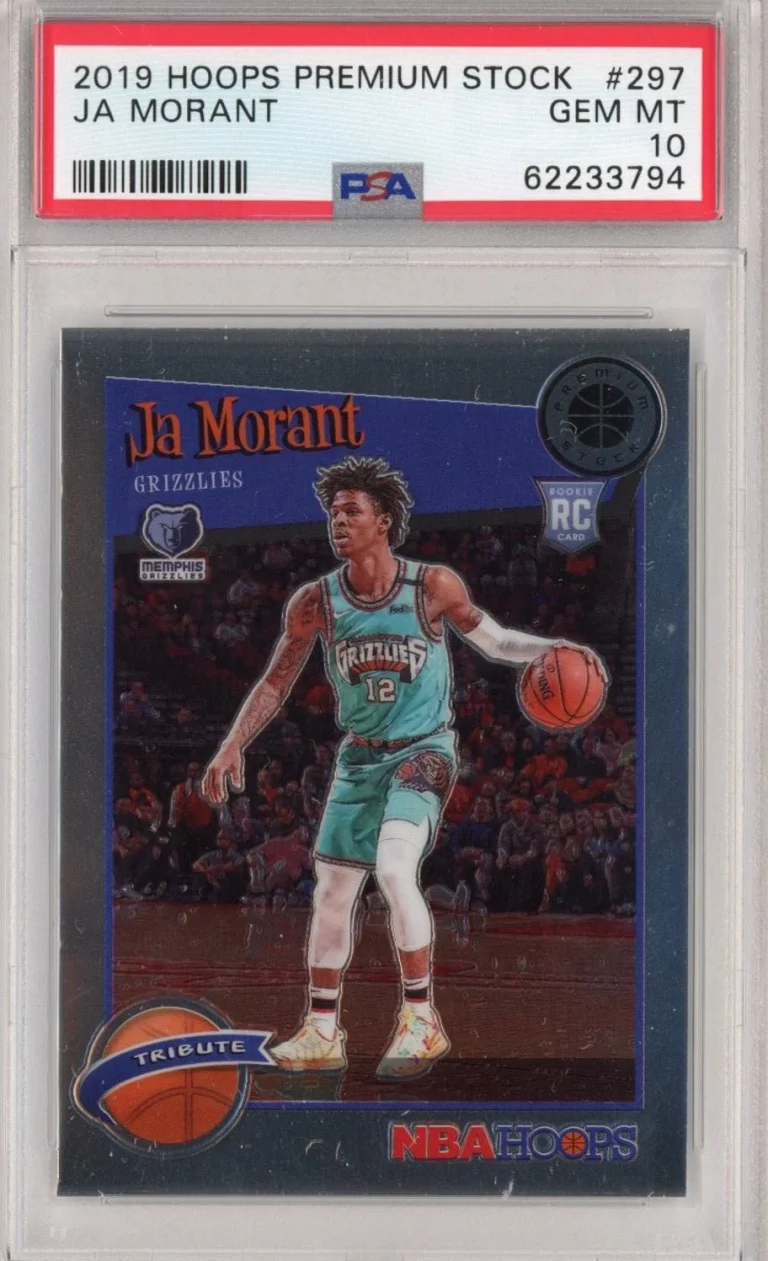 Graded 2019-20 Panini Hoops Premium Stock Ja Morant 297 Rookie Card PSA 10