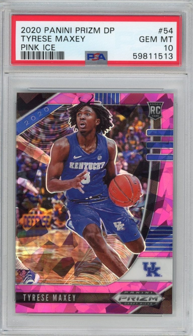 Graded 2020-21 Panini Prizm DP Tyrese Maxey 54 Pink Ice Rookie Card PSA 10