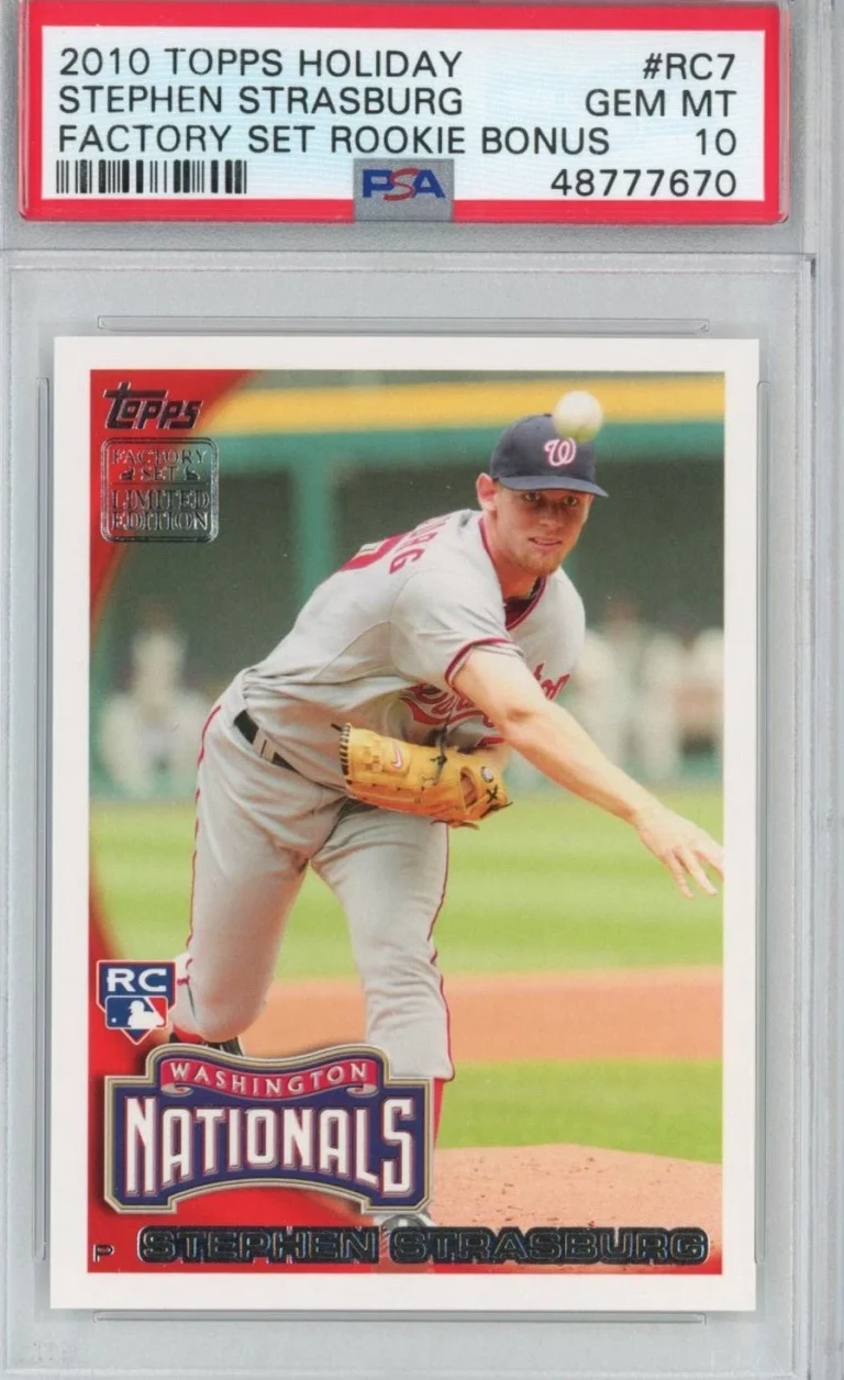Graded 2010 Topps Holiday Stephen Strasburg #RC7 Factory Set RC Card PSA 10