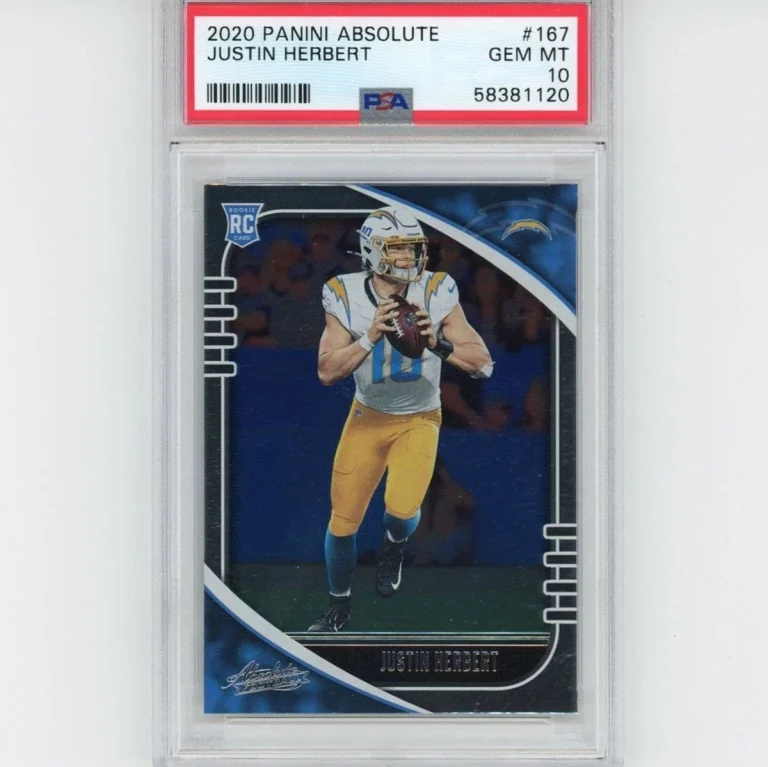 Graded 2020 Panini Absolute JUSTIN HERBERT #167 Rookie Card PSA 10 Mint