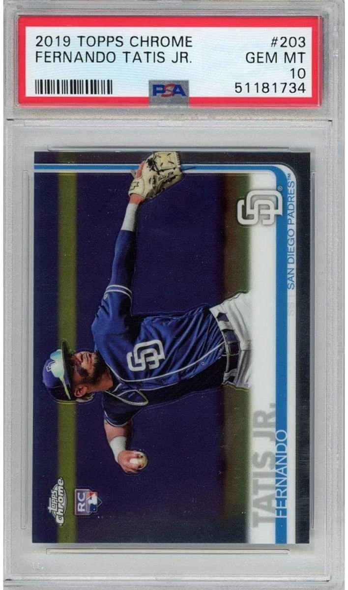 Graded 2019 Topps Chrome FERNANDO TATIS JR. #203 Rookie RC Card PSA 10