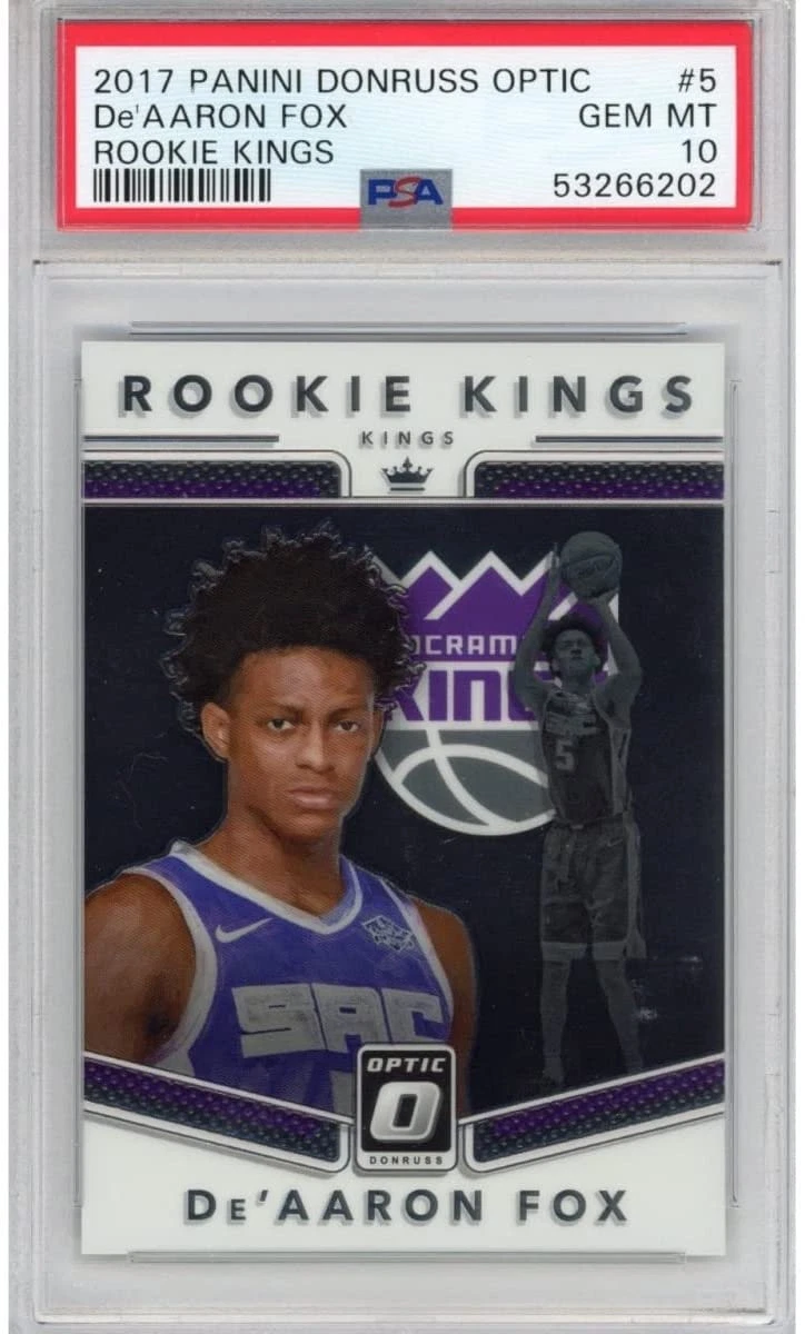Graded 2017-18 Panini Donruss Optic DE'AARON FOX 5 Rookie Kings Card PSA 10