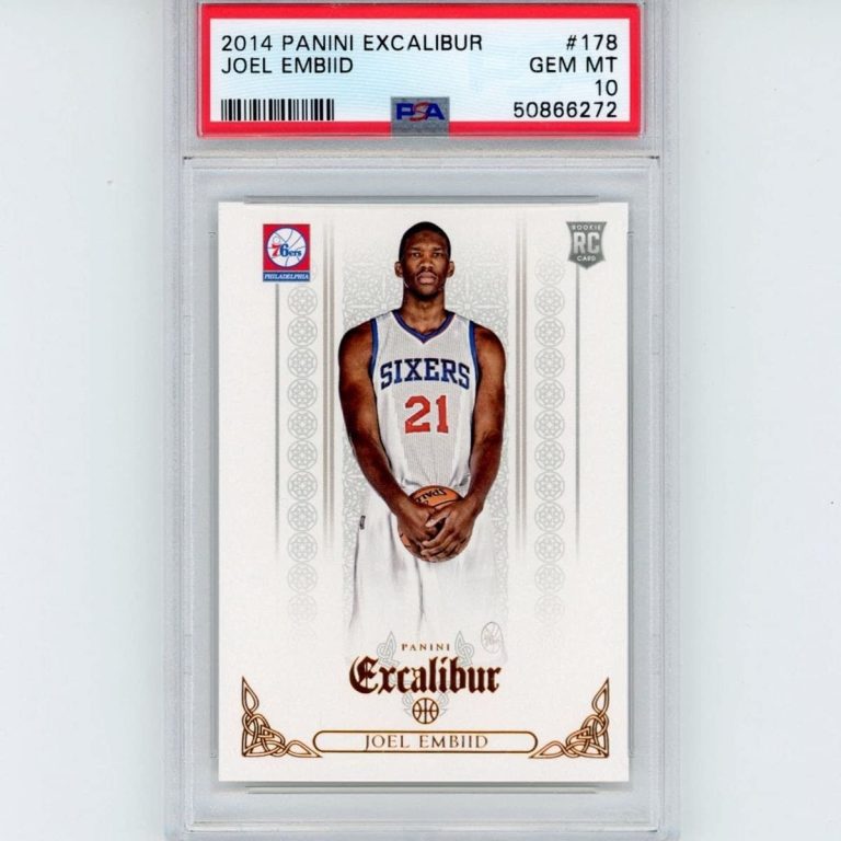 Graded 2014-15 Panini Excalibur Joel Embiid #178 Rookie RC Card PSA 1