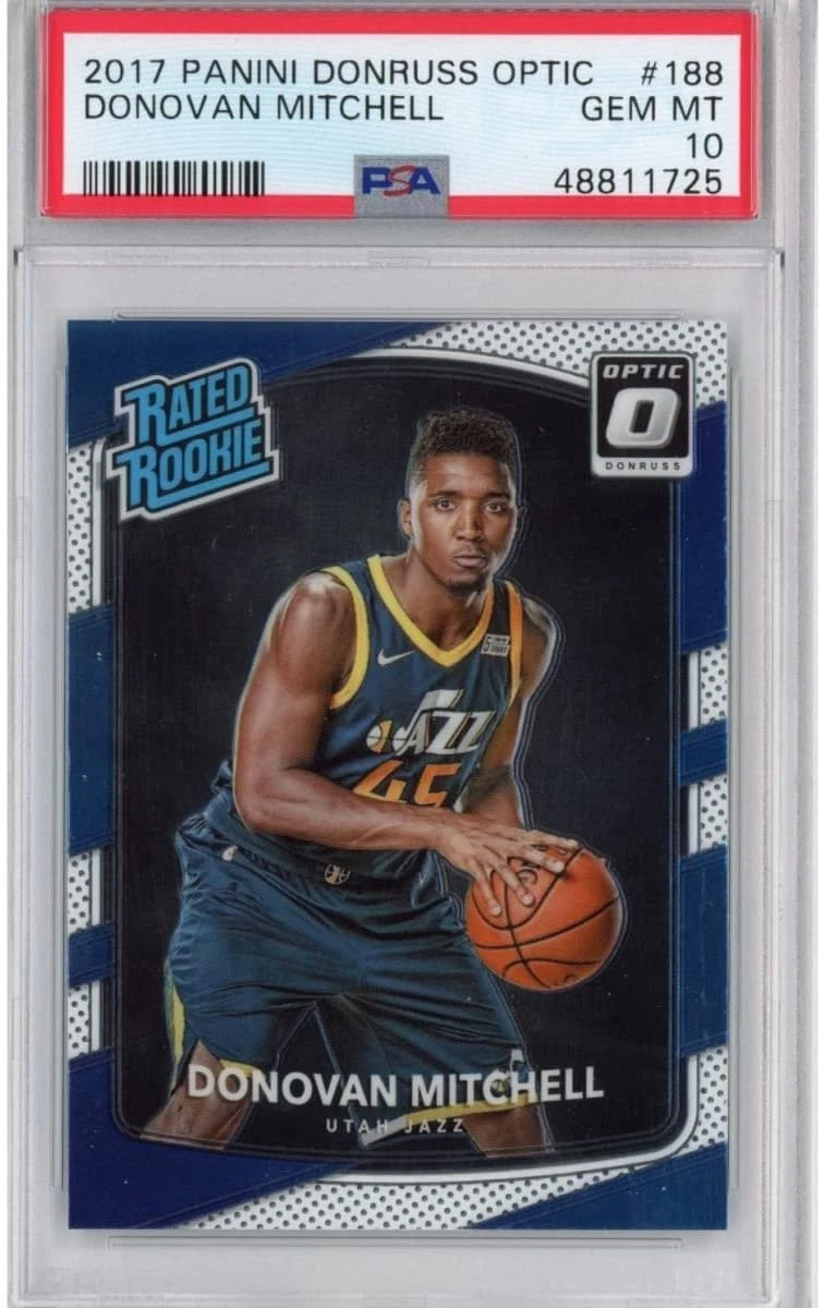 Graded 2017-18 Panini Donruss Optic DONOVAN MITCHELL 188 Rookie Card PSA 10