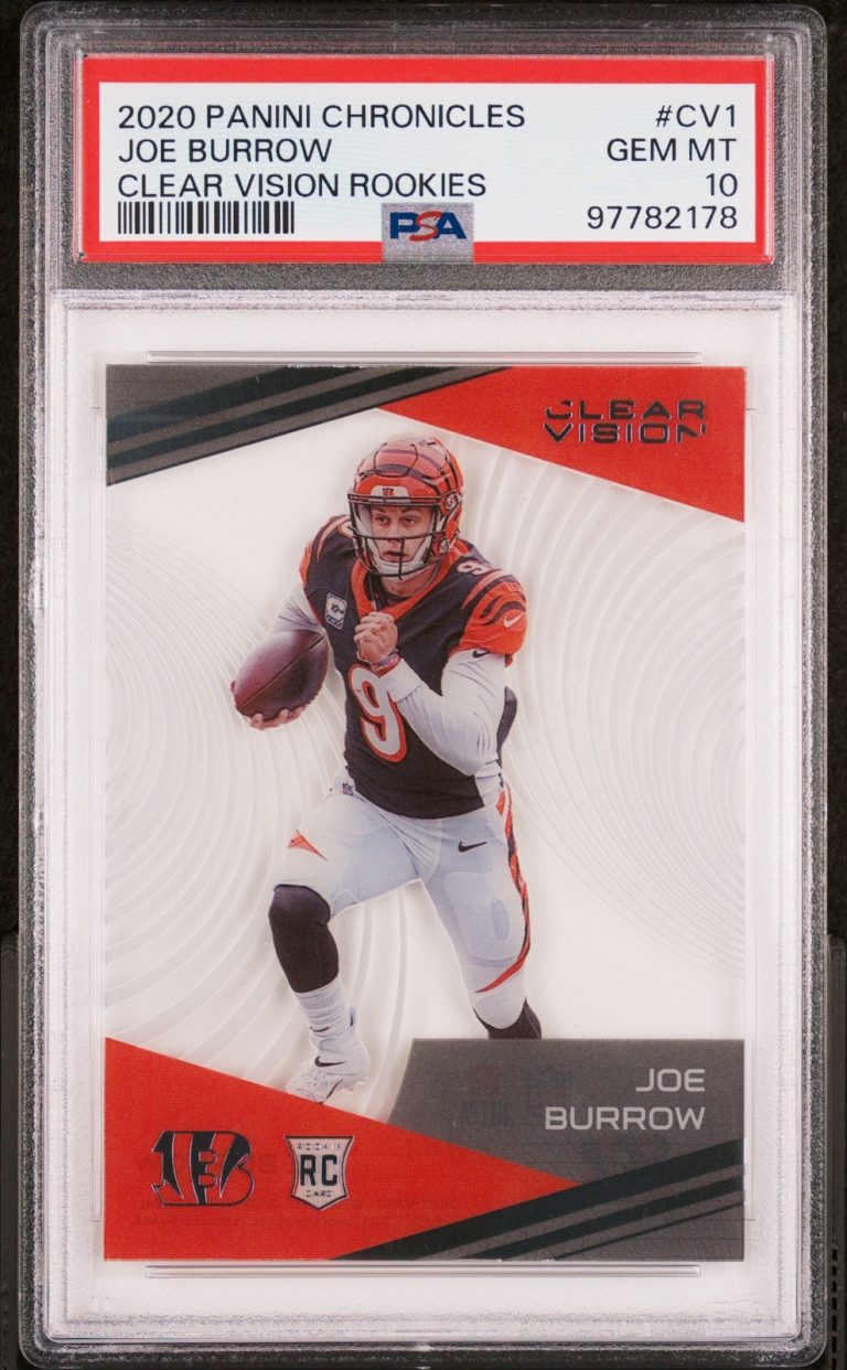 Graded 2020 Chronicles Joe Burrow #CV1 Clear Vision Rookies Card PSA 10