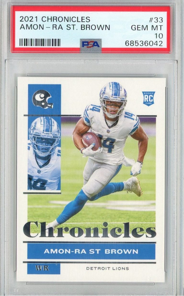Graded 2021 Chronicles Amon-Ra St. Brown #33 Rookie RC Card PSA 10 Gem