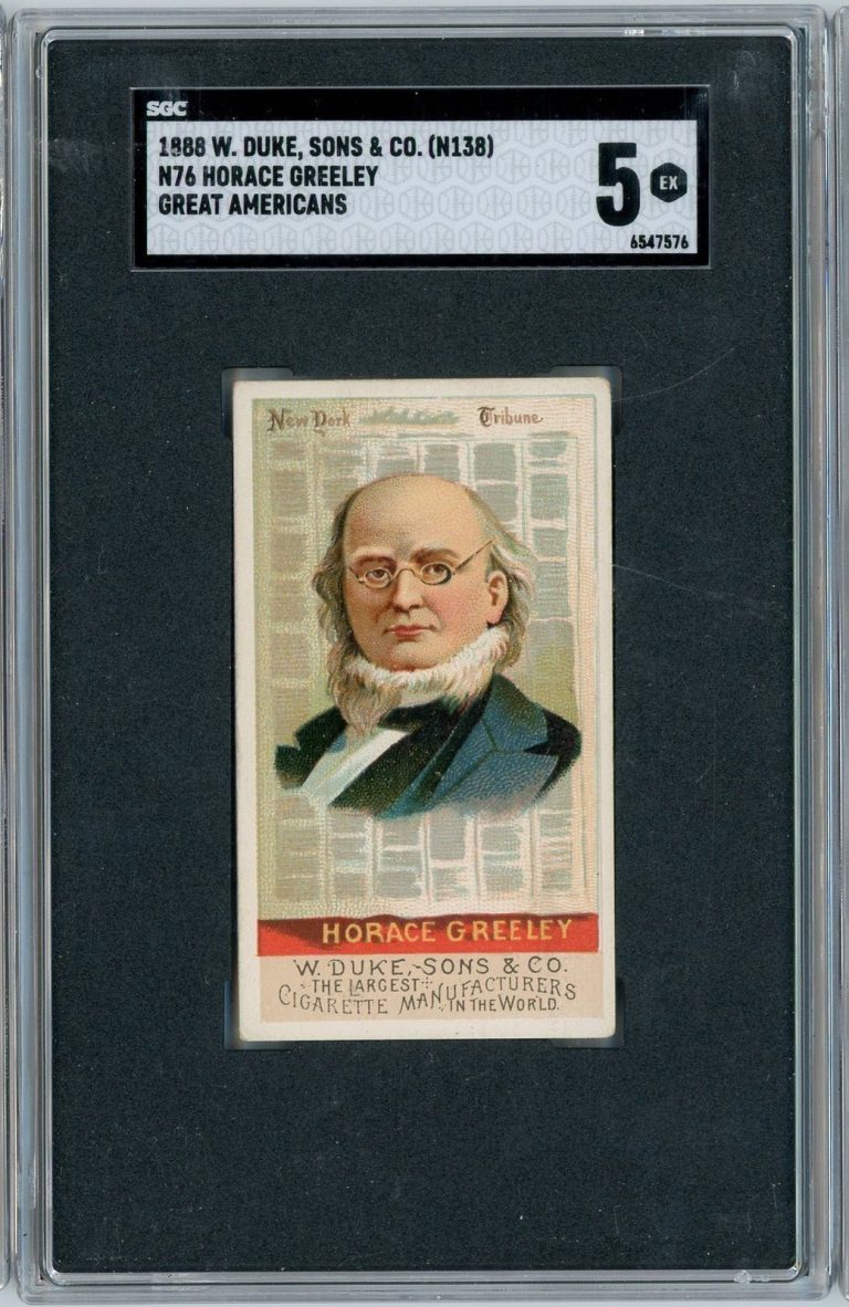 Graded 1888 N76 W Duke Sons Co Great Americans Horace Greeley Card SGC 5