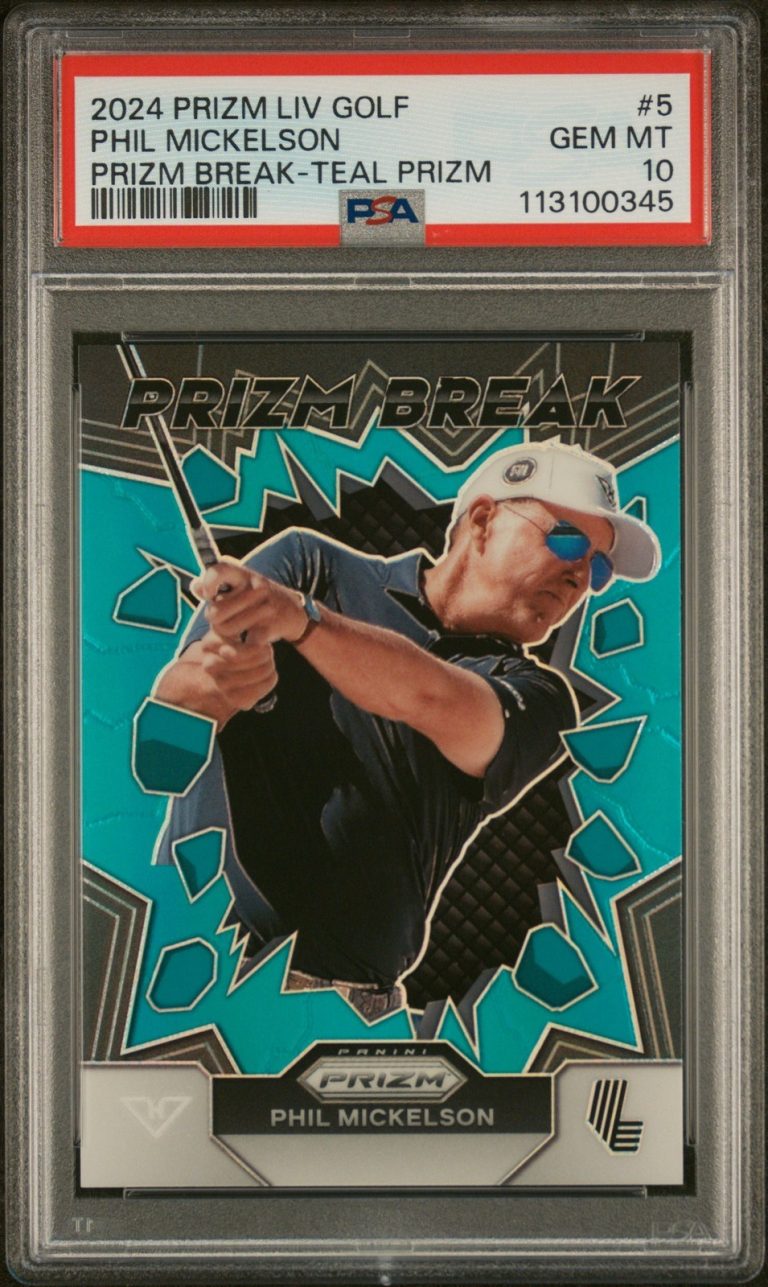 Graded 2024 Panini Prizm LIV Phil Mickelson #5 Teal /199 Rookie Card PSA 10
