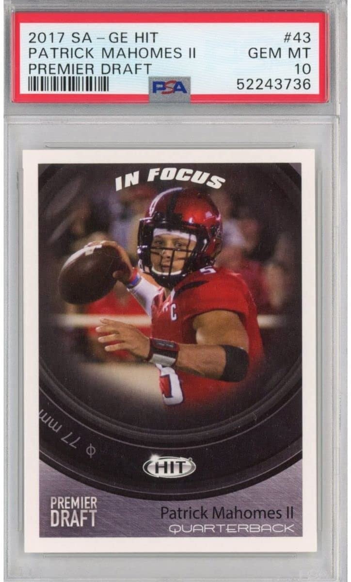 Graded 2017 Sage SA-GE Hit Premier Draft PATRICK MAHOMES #43 RC Card PSA 10