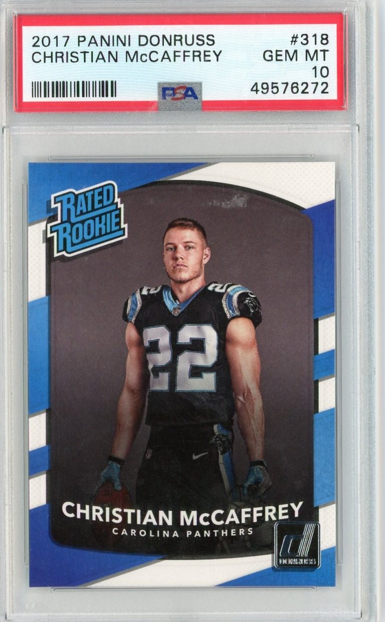 Graded 2017 Panini Donruss CHRISTIAN MCCAFFREY #318 Rookie Card PSA 10