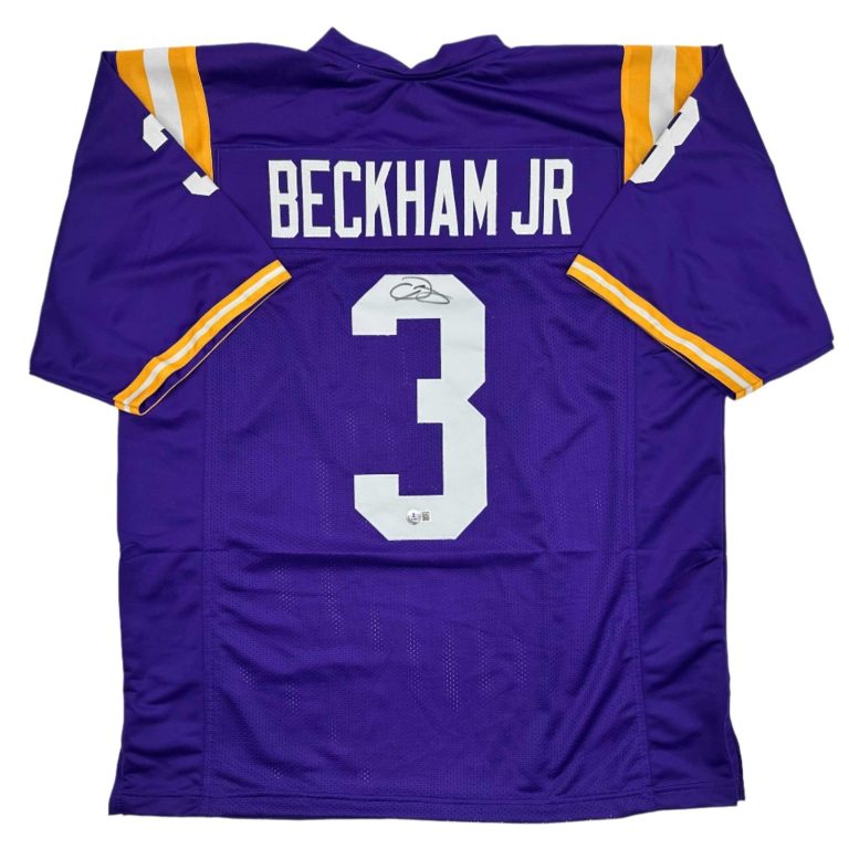 Autographed/Signed Odell Beckham Jr. LSU Purple College Jersey Beckett