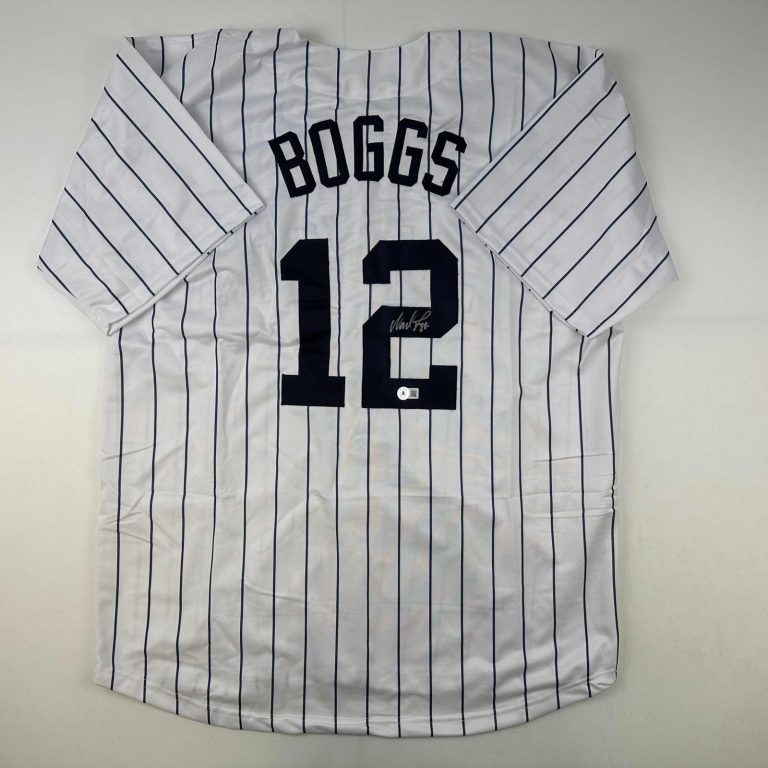 Autographed/Signed Wade Boggs New York Pinstripe Jersey Beckett BAS COA