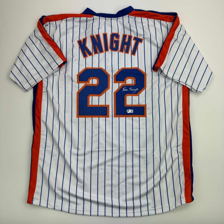 Autographed/Signed Ray Knight New York Pinstripe Jersey Beckett BAS COA