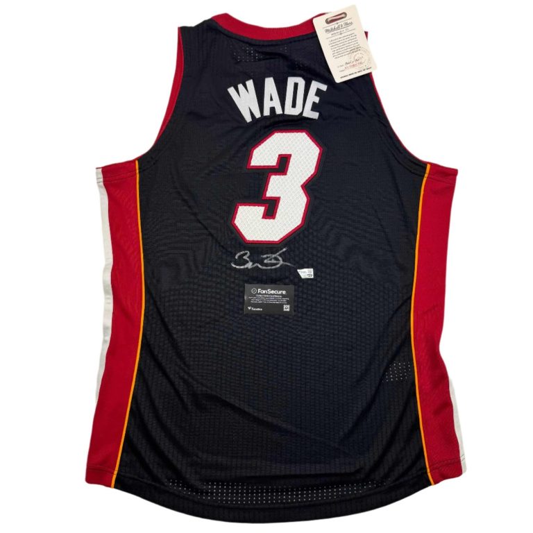 Autographed/Signed Dwyane Wade Heat Black M&N Authentic Jersey Fanatics COA