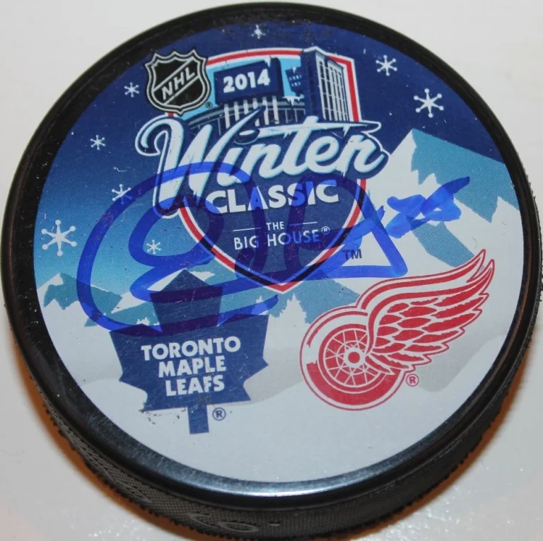 CORY EMMERTON SIGNED DETROIT RED WINGS 2014 WINTER CLASSIC PUCK W/CASE COA