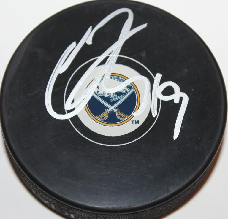 CODY HODGSON SIGNED BUFFALO SABRES HOCKEY PUCK W/CASE COA
