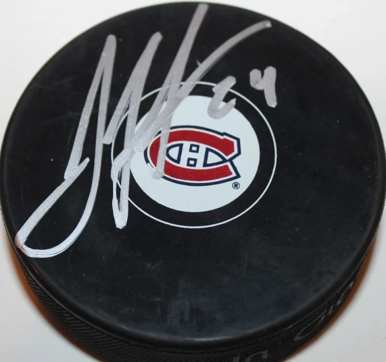JARRED TINORDI SIGNED MONTREAL CANADIENS HOCKEY PUCK W/CASE COA