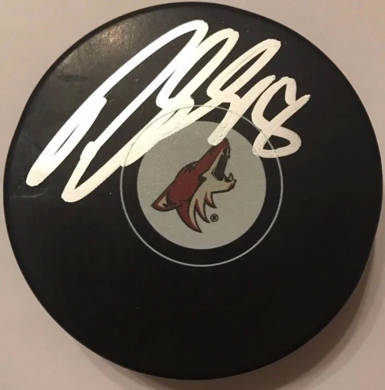 TOBIAS RIEDER SIGNED ARIZONA COYOTES PUCK W/CASE COA