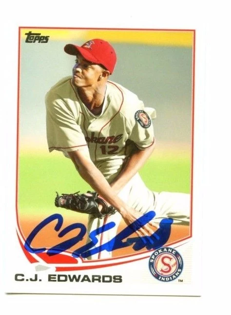 CARL EDWARDS CJ SIGNED 2013 TOPPS DEBUT ROOKIE CARD CHICAGO CUBS AUTO A