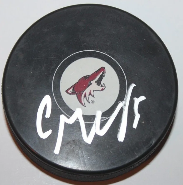 CONNOR MURPHY SIGNED ARIZONA COYOTES HOCKEY PUCK W/CASE PHOENIX COA