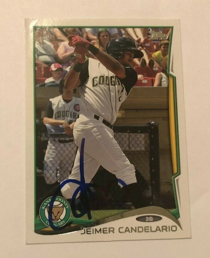 JEIMER CANDELARIO SIGNED 2014 TOPPS PRO DEBUT PROSPECT ROOKIE CARD AUTO