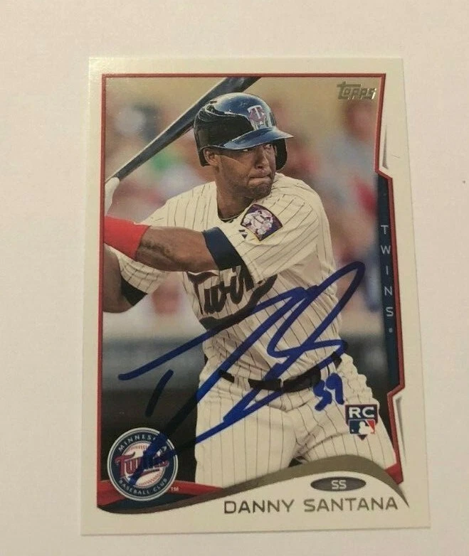 DANNY SANTANA SIGNED 2014 TOPPS ROOKIE CARD AUTO