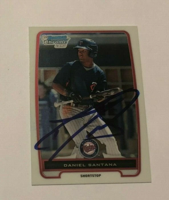 DANNY SANTANA SIGNED 2012 BOWMAN CHROME PROSPECT ROOKIE CARD AUTO