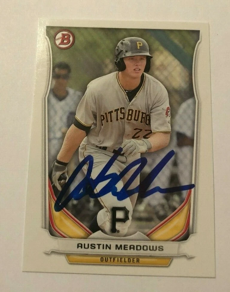 AUSTIN MEADOWS SIGNED 2014 BOWMAN PROSPECT ROOKIE DEBUT CARD AUTO
