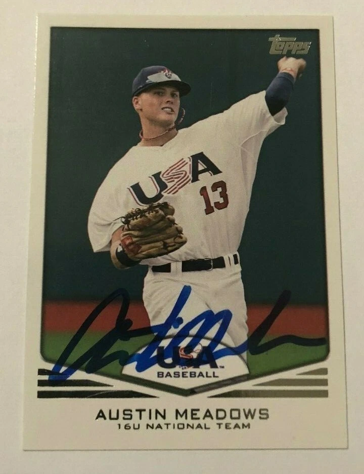 AUSTIN MEADOWS SIGNED 2011 TOPPS USA BASEBALL PROSPECT ROOKIE CARD AUTO